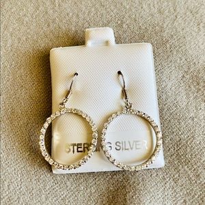 Sterling silver circle earrings with clear crystals